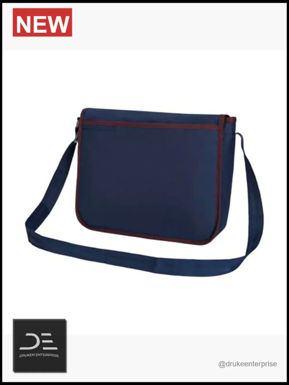 Messenger Bag With Padded Laptop Sleeve, Adjustable Strap, Polyester